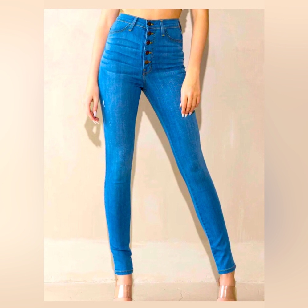 Button up high waisted jeans